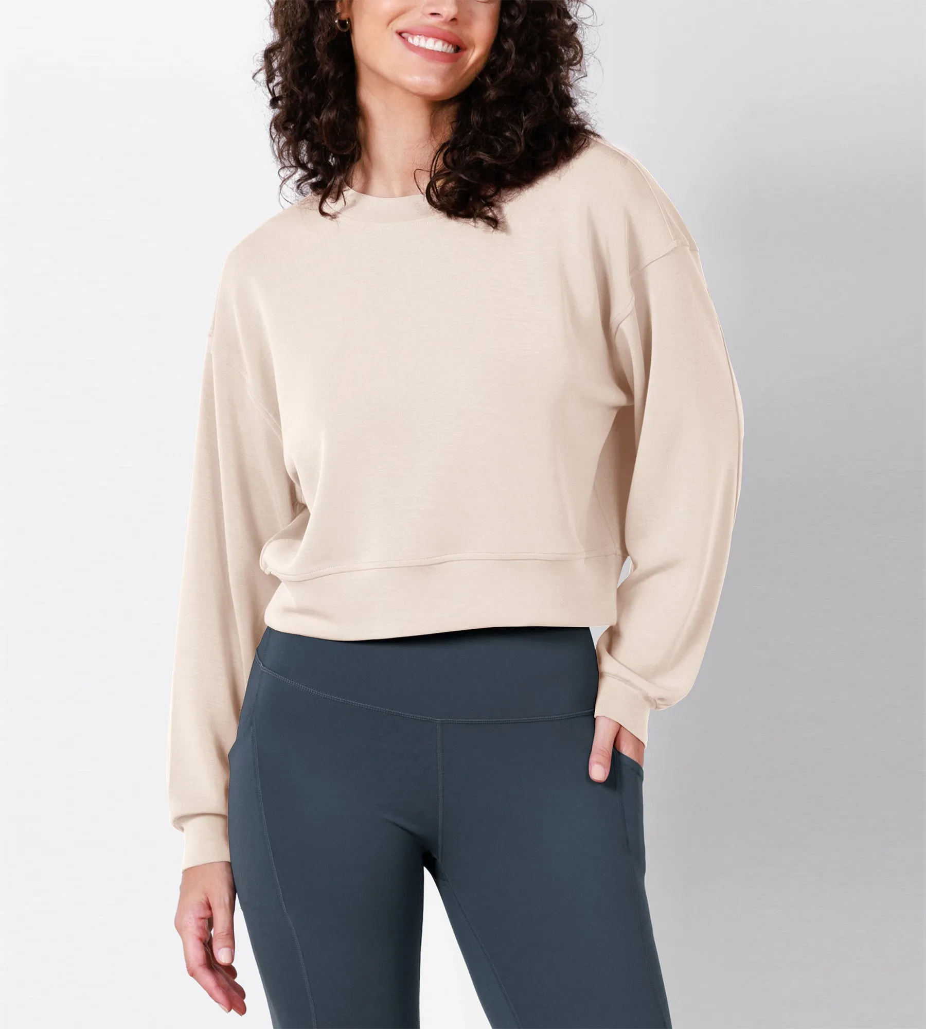 Modal Soft Long Sleeve Cropped Sweatshirts
