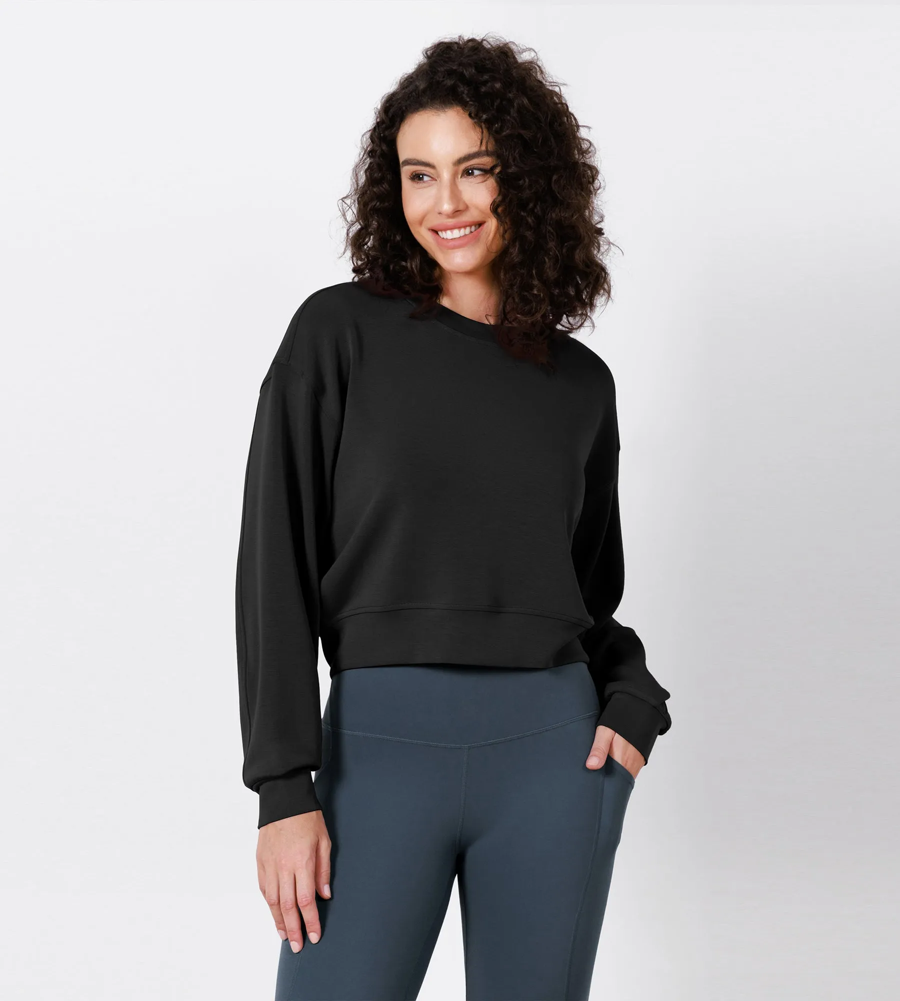 Modal Soft Long Sleeve Cropped Sweatshirts