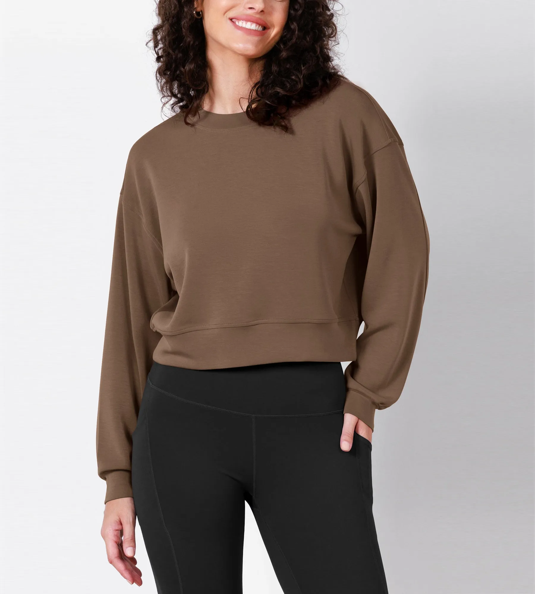 Modal Soft Long Sleeve Cropped Sweatshirts