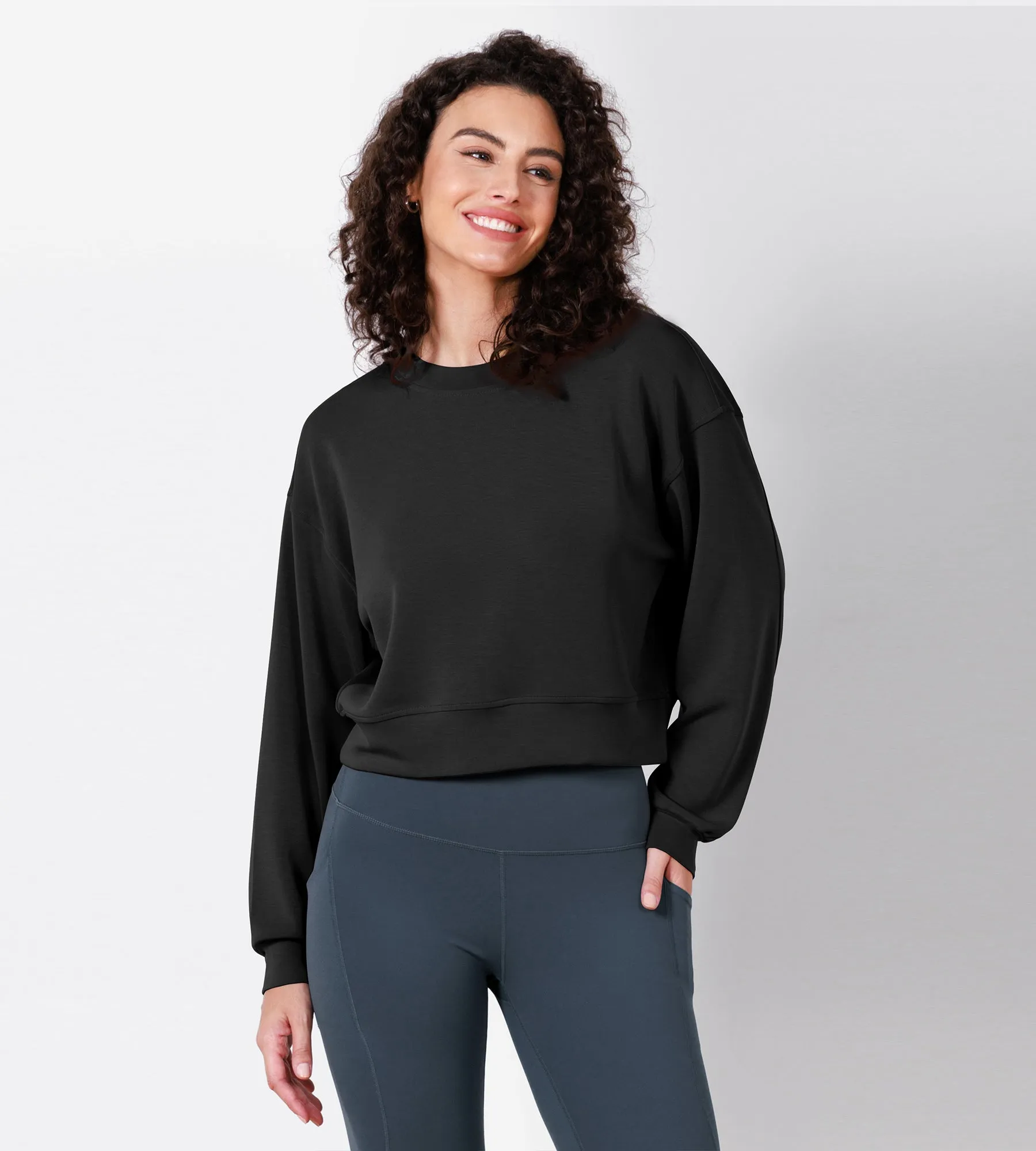Modal Soft Long Sleeve Cropped Sweatshirts