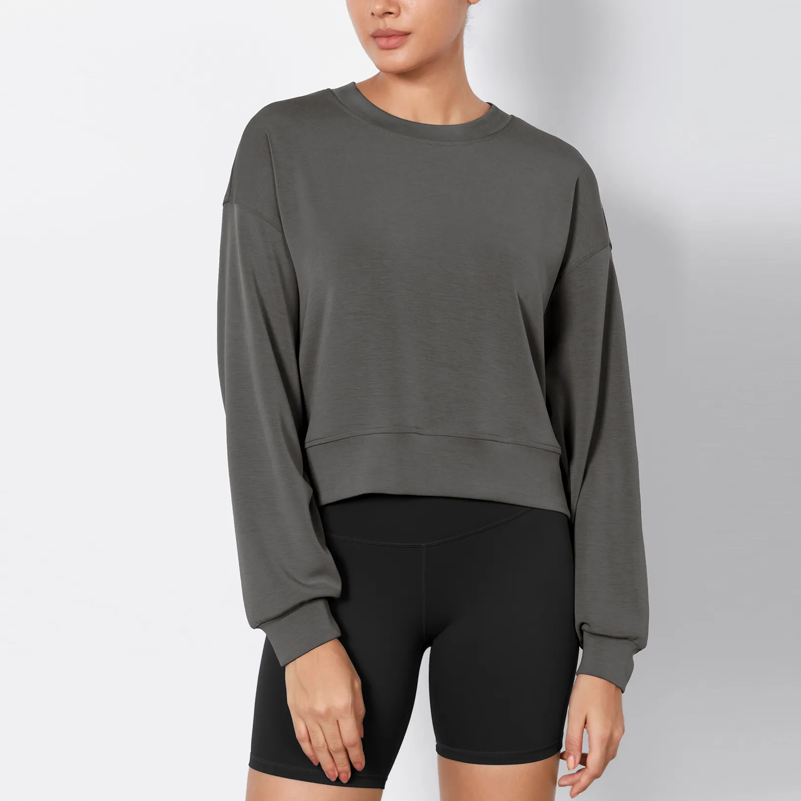 Modal Soft Long Sleeve Cropped Sweatshirts