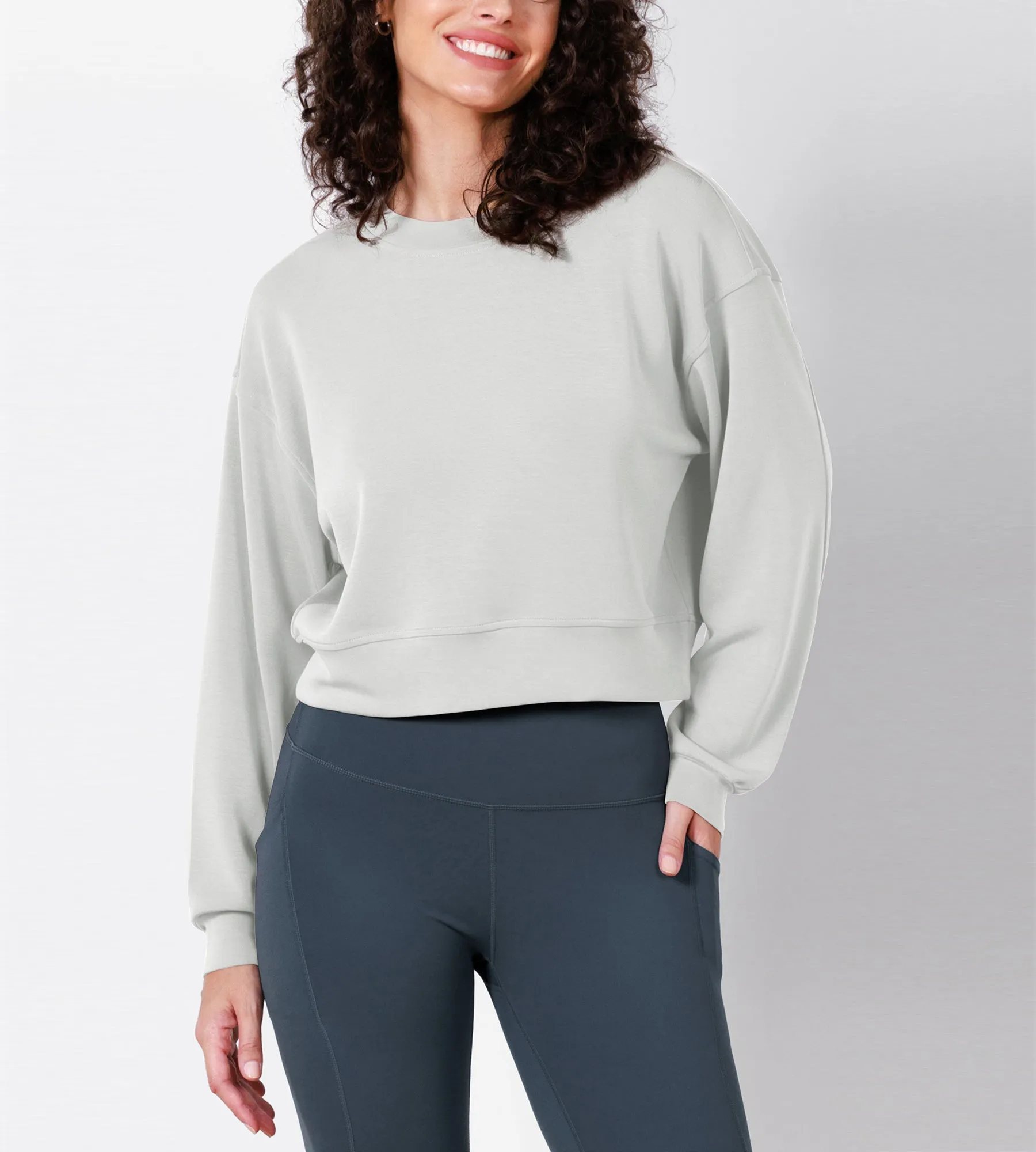 Modal Soft Long Sleeve Cropped Sweatshirts