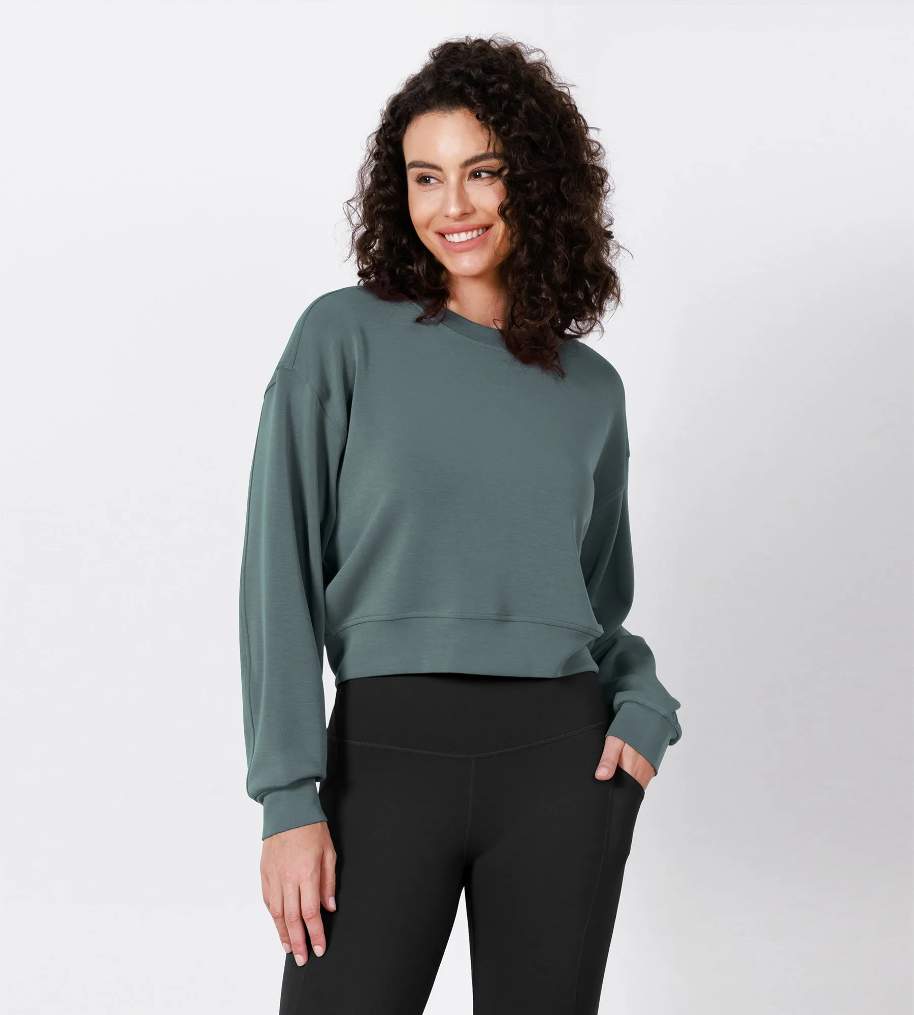 Modal Soft Long Sleeve Cropped Sweatshirts
