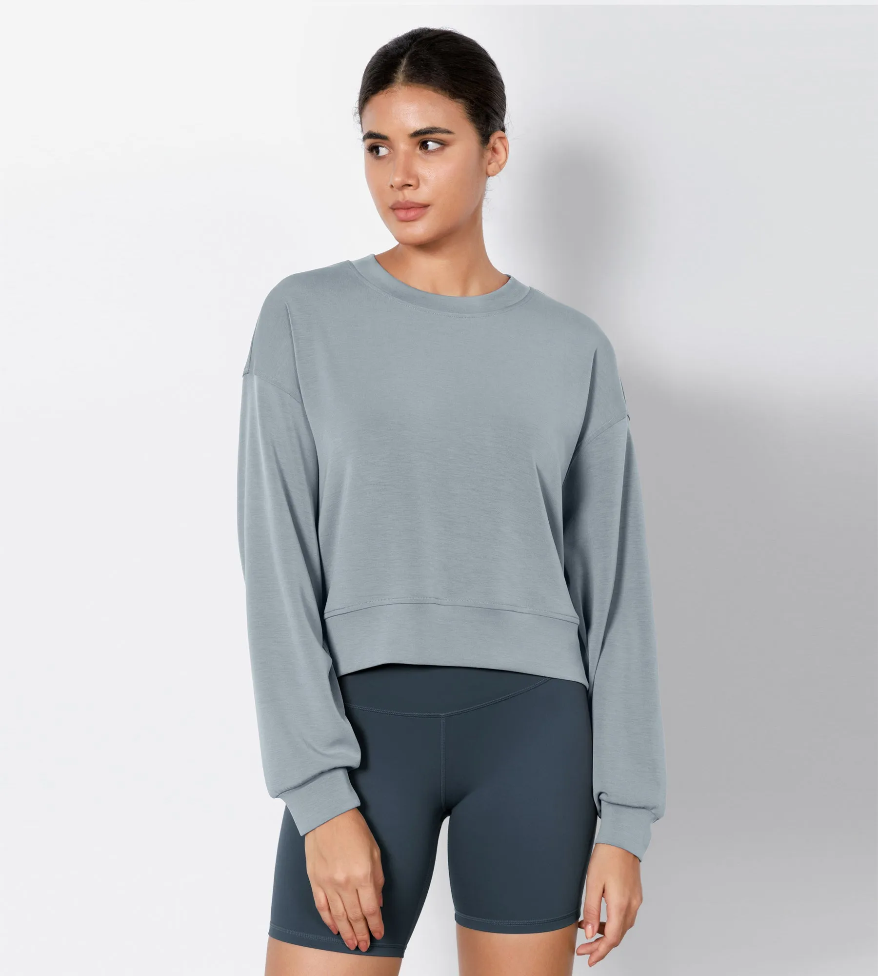 Modal Soft Long Sleeve Cropped Sweatshirts