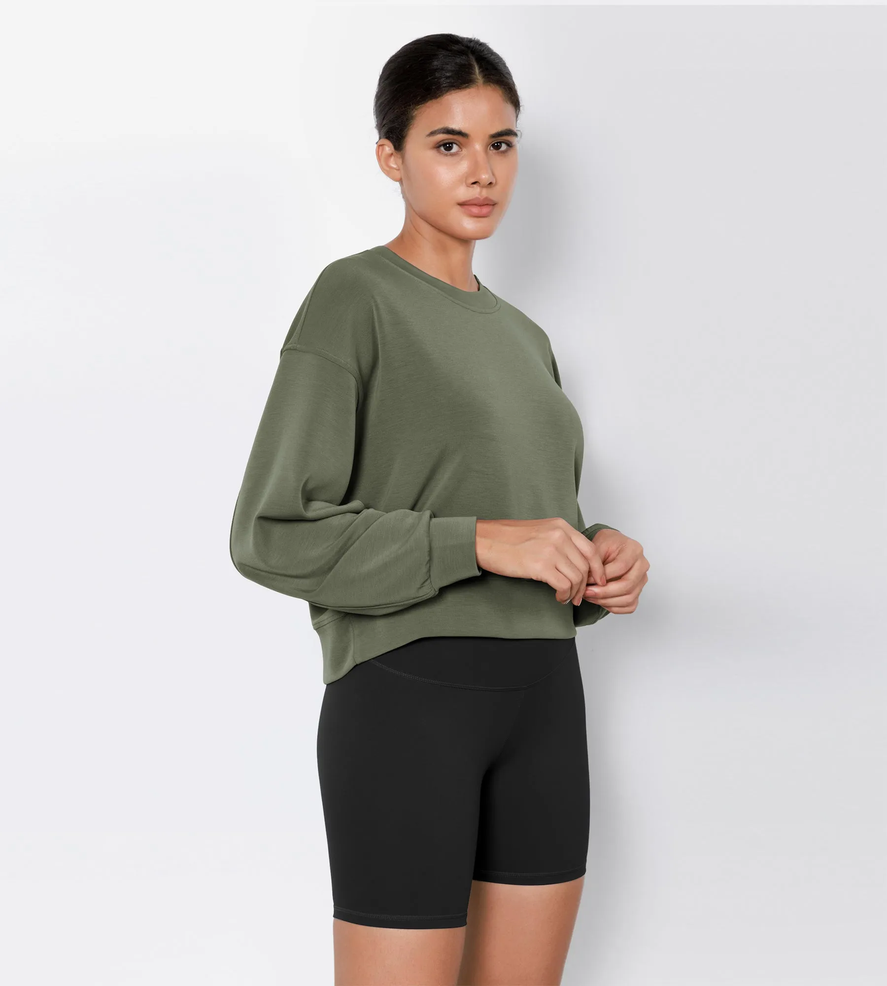 Modal Soft Long Sleeve Cropped Sweatshirts