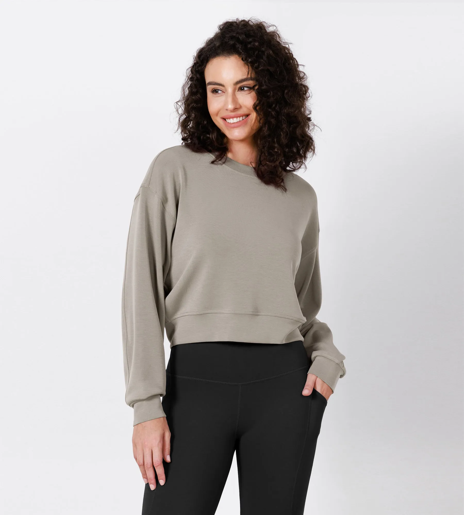 Modal Soft Long Sleeve Cropped Sweatshirts