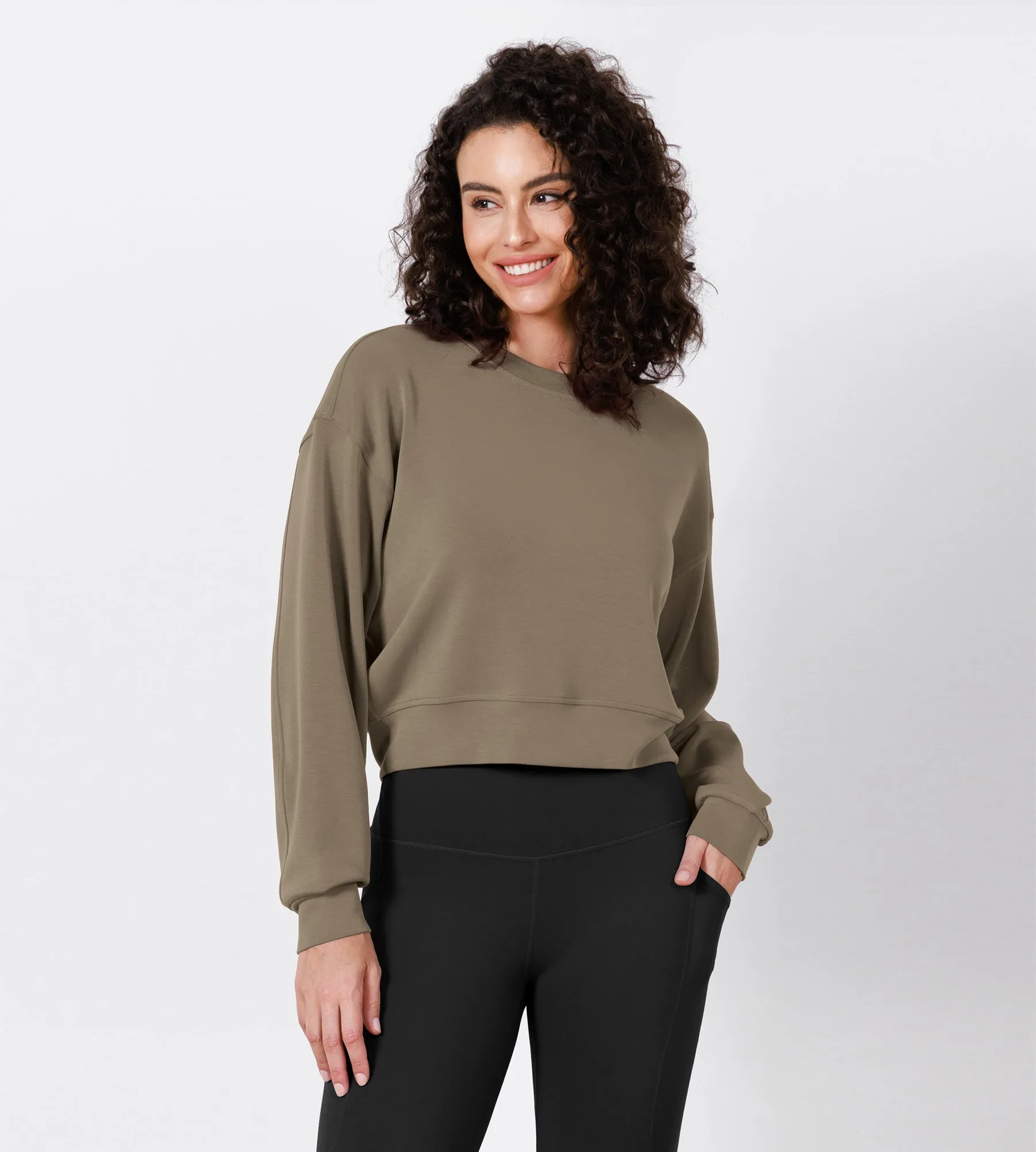 Modal Soft Long Sleeve Cropped Sweatshirts