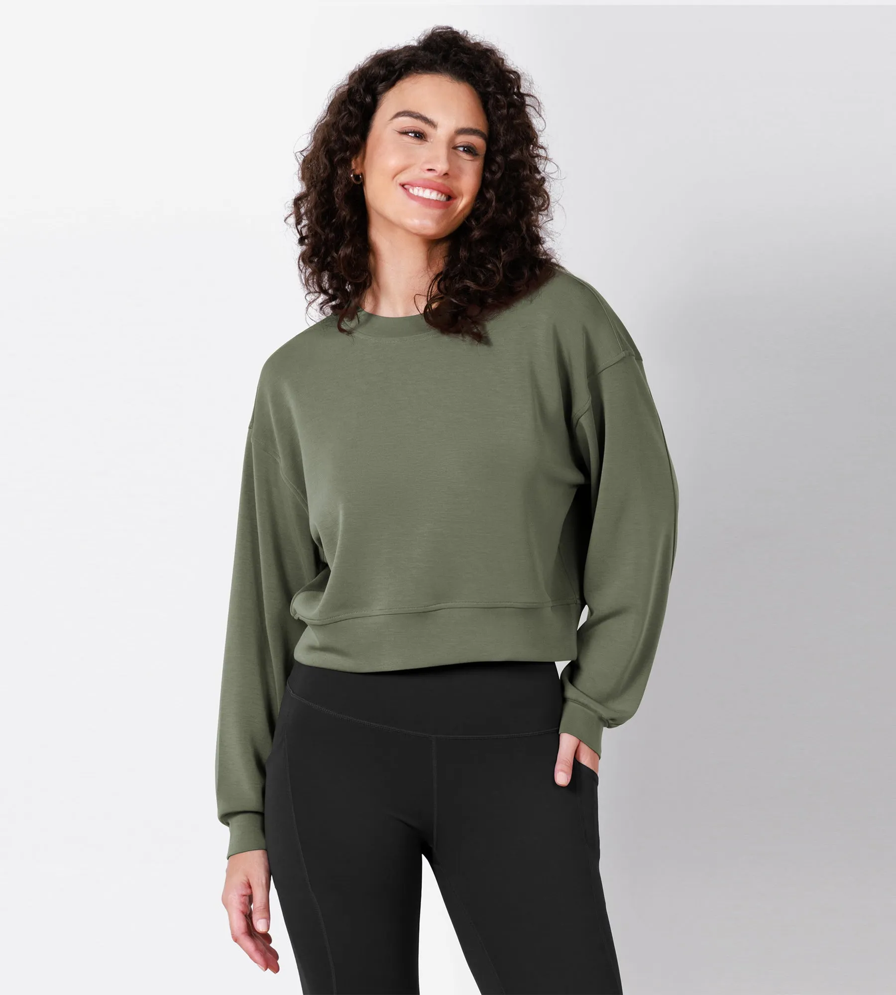 Modal Soft Long Sleeve Cropped Sweatshirts