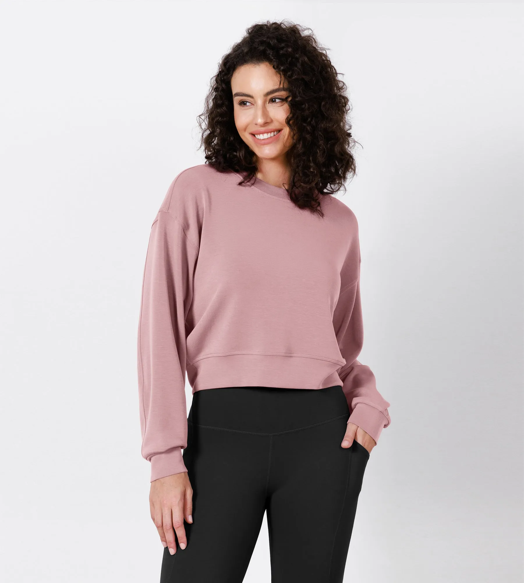 Modal Soft Long Sleeve Cropped Sweatshirts