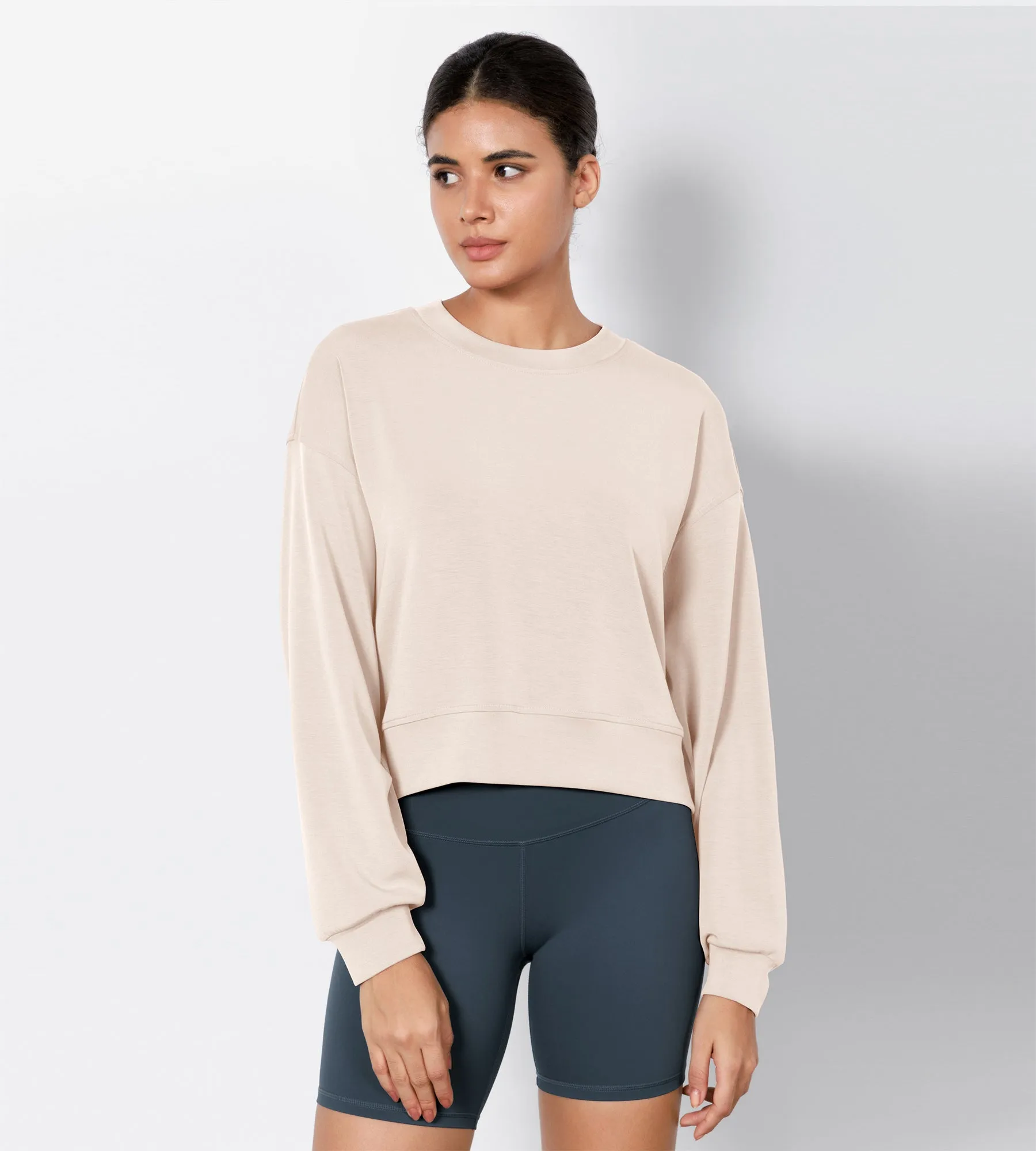 Modal Soft Long Sleeve Cropped Sweatshirts
