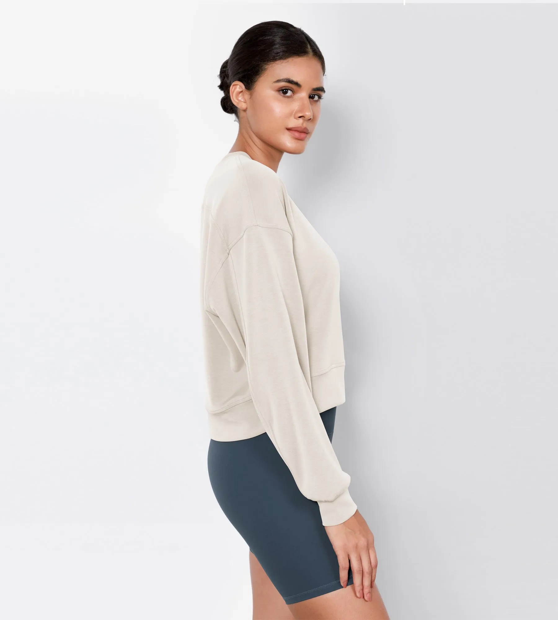 Modal Soft Long Sleeve Cropped Sweatshirts