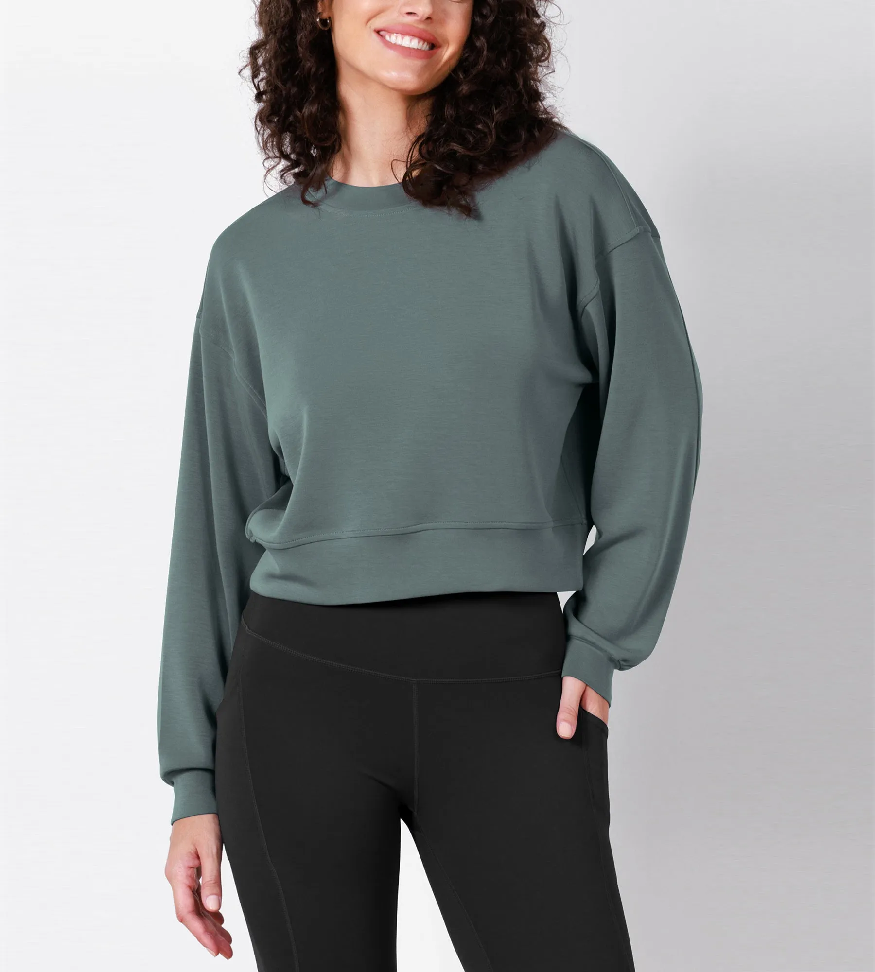 Modal Soft Long Sleeve Cropped Sweatshirts