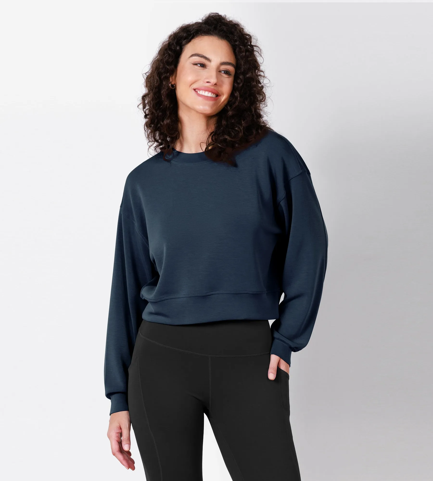 Modal Soft Long Sleeve Cropped Sweatshirts
