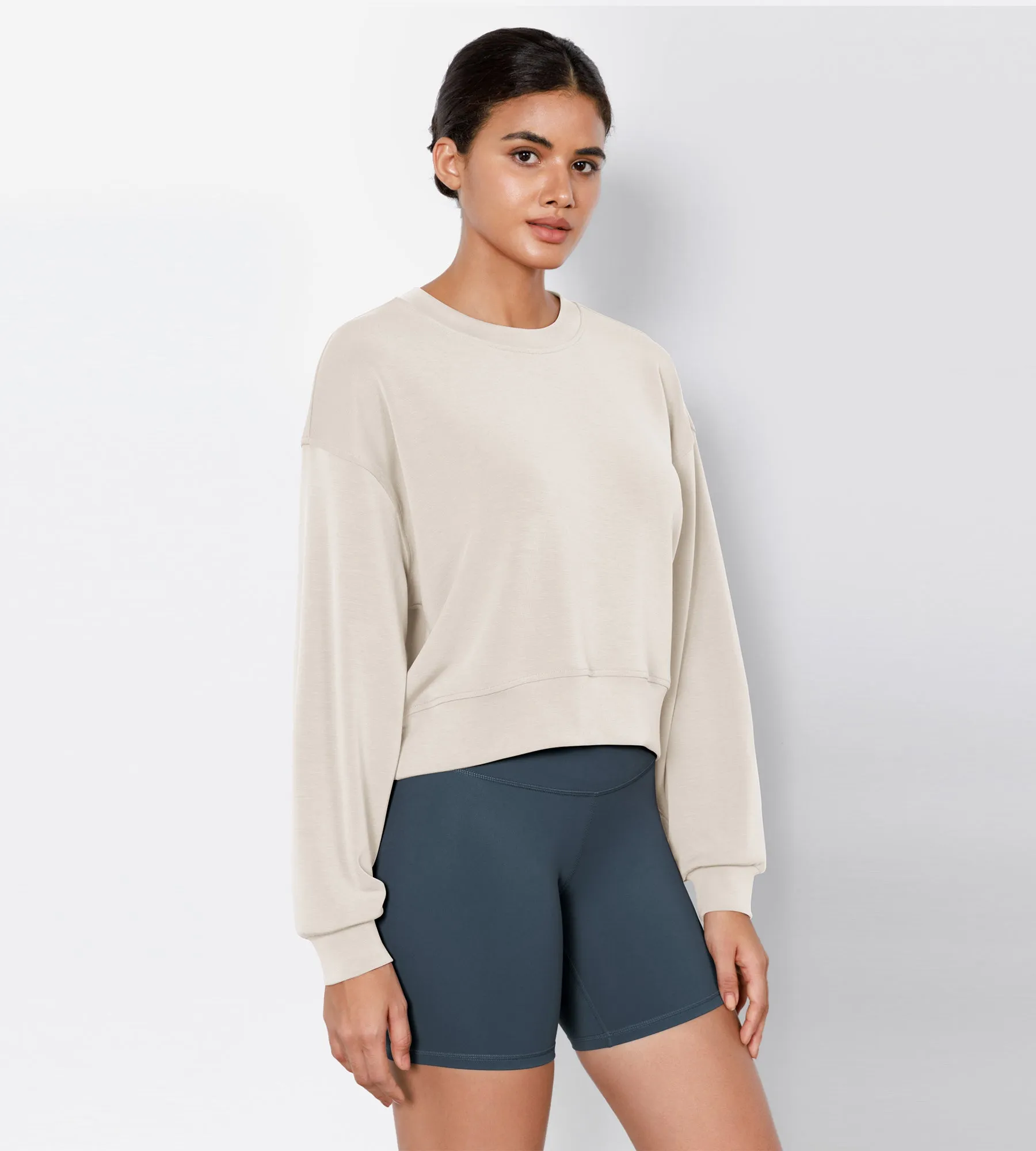 Modal Soft Long Sleeve Cropped Sweatshirts