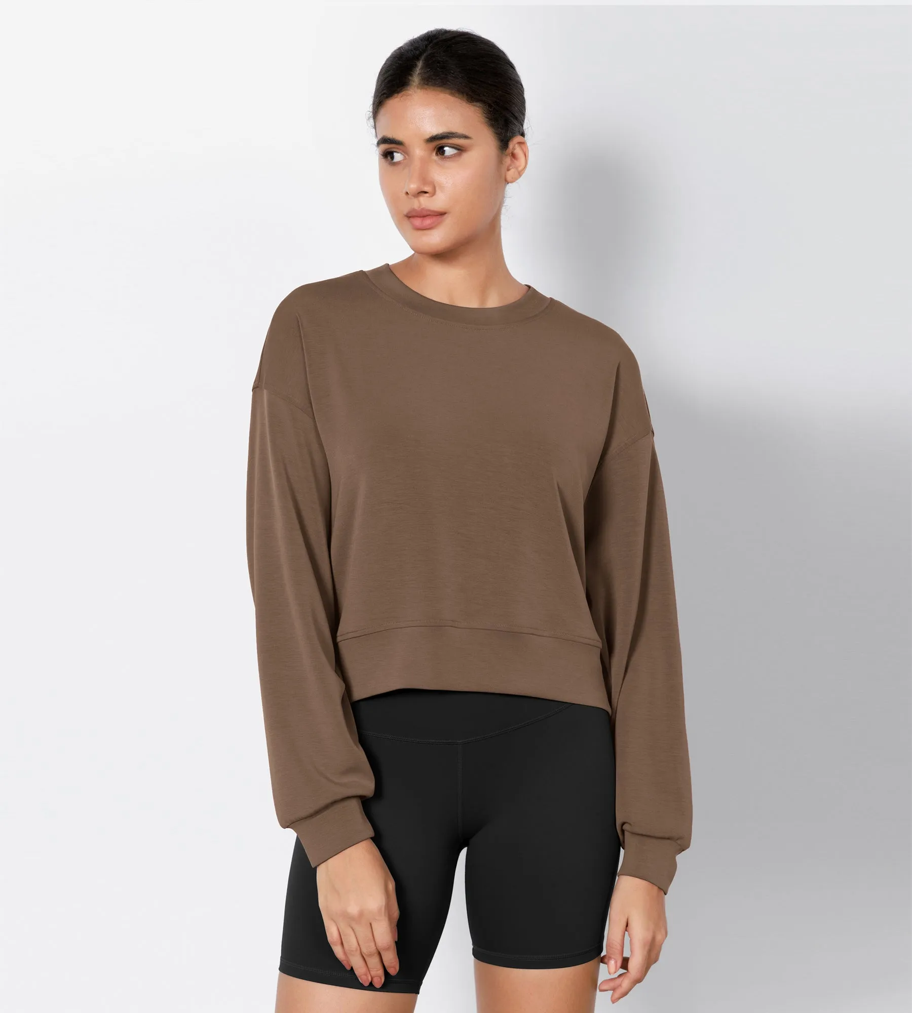 Modal Soft Long Sleeve Cropped Sweatshirts