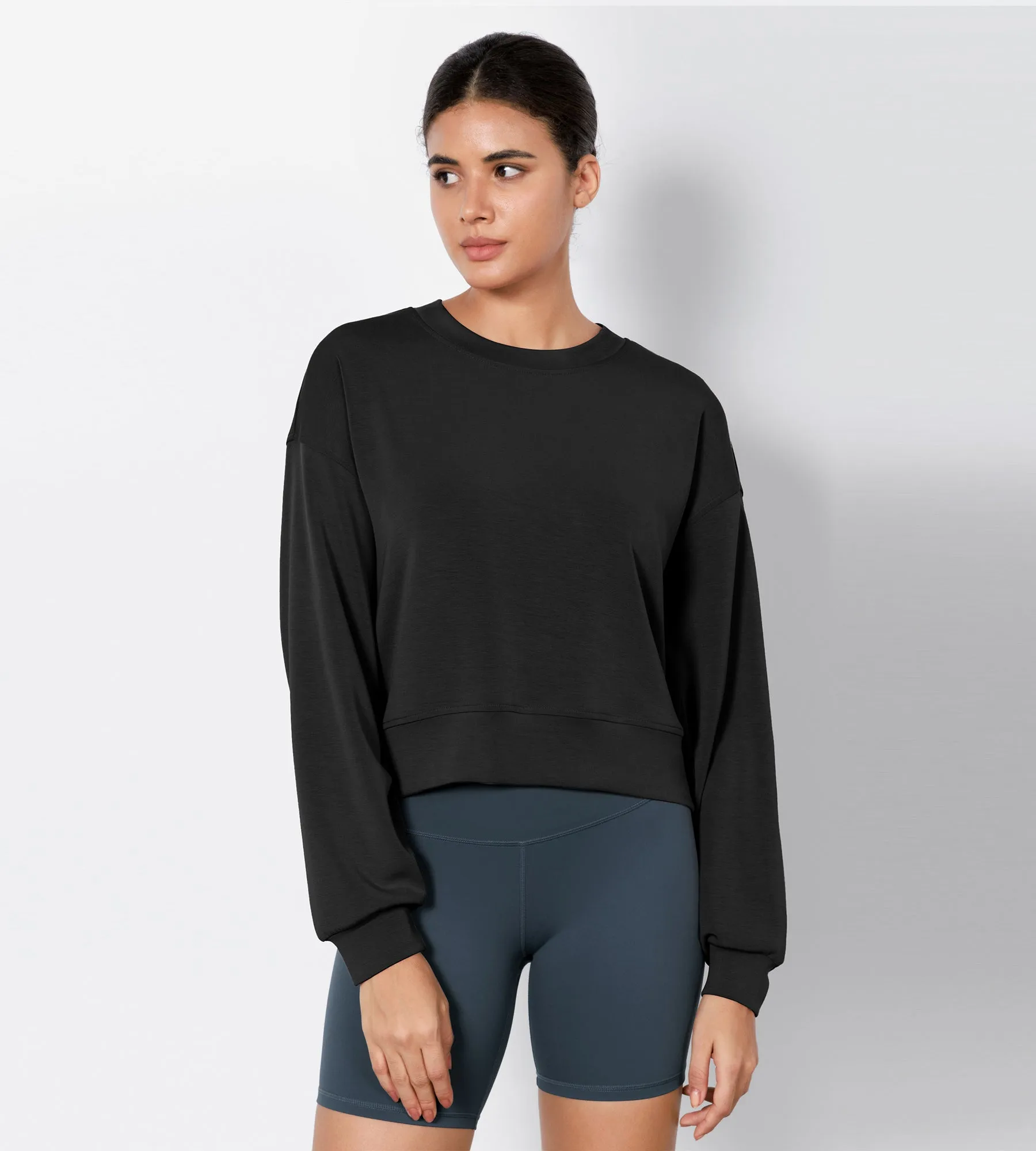 Modal Soft Long Sleeve Cropped Sweatshirts