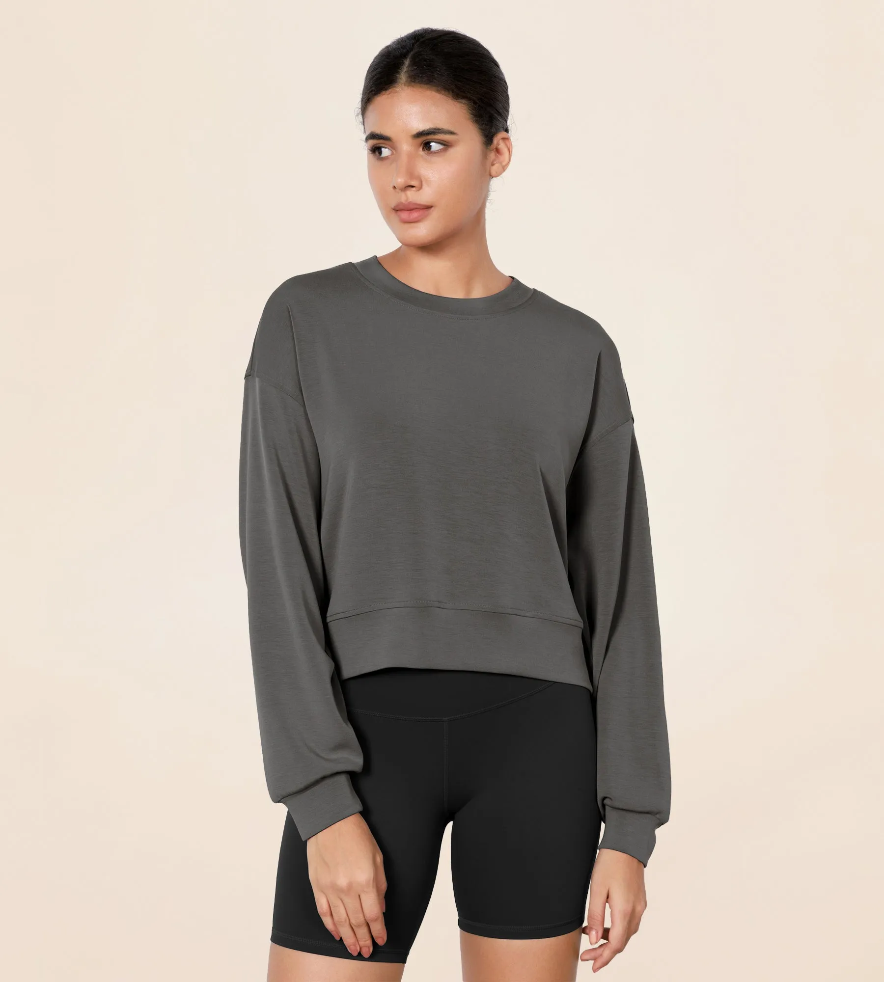 Modal Soft Long Sleeve Cropped Sweatshirts
