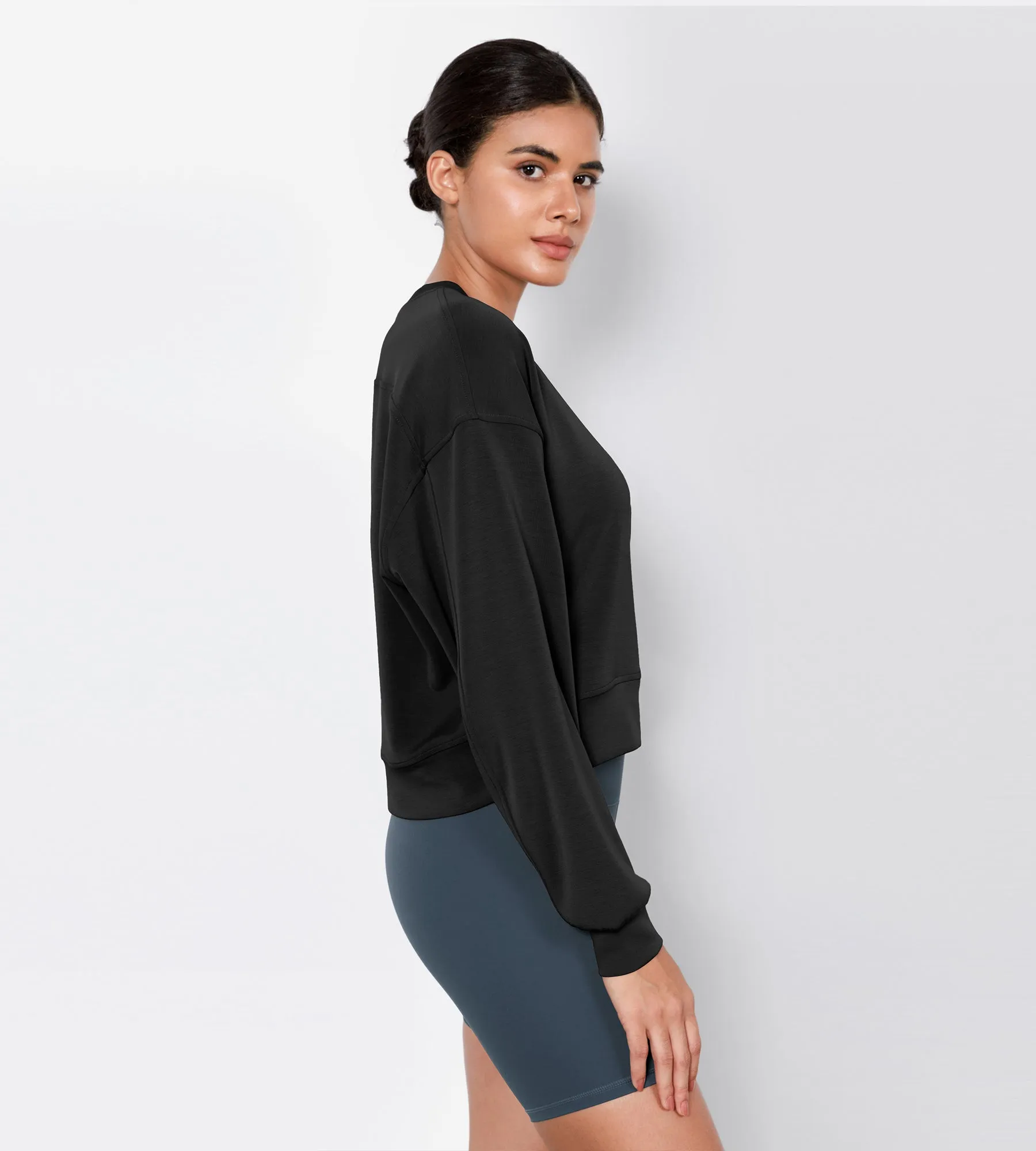 Modal Soft Long Sleeve Cropped Sweatshirts
