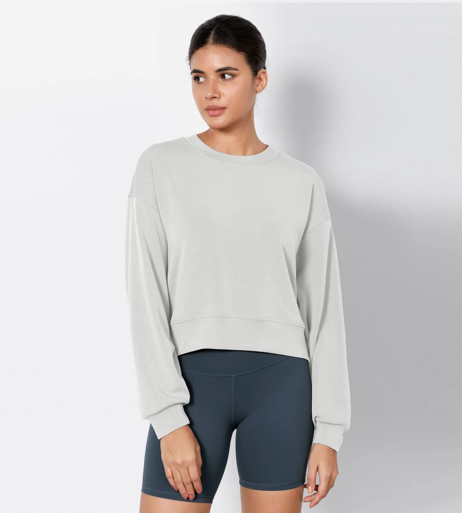 Modal Soft Long Sleeve Cropped Sweatshirts
