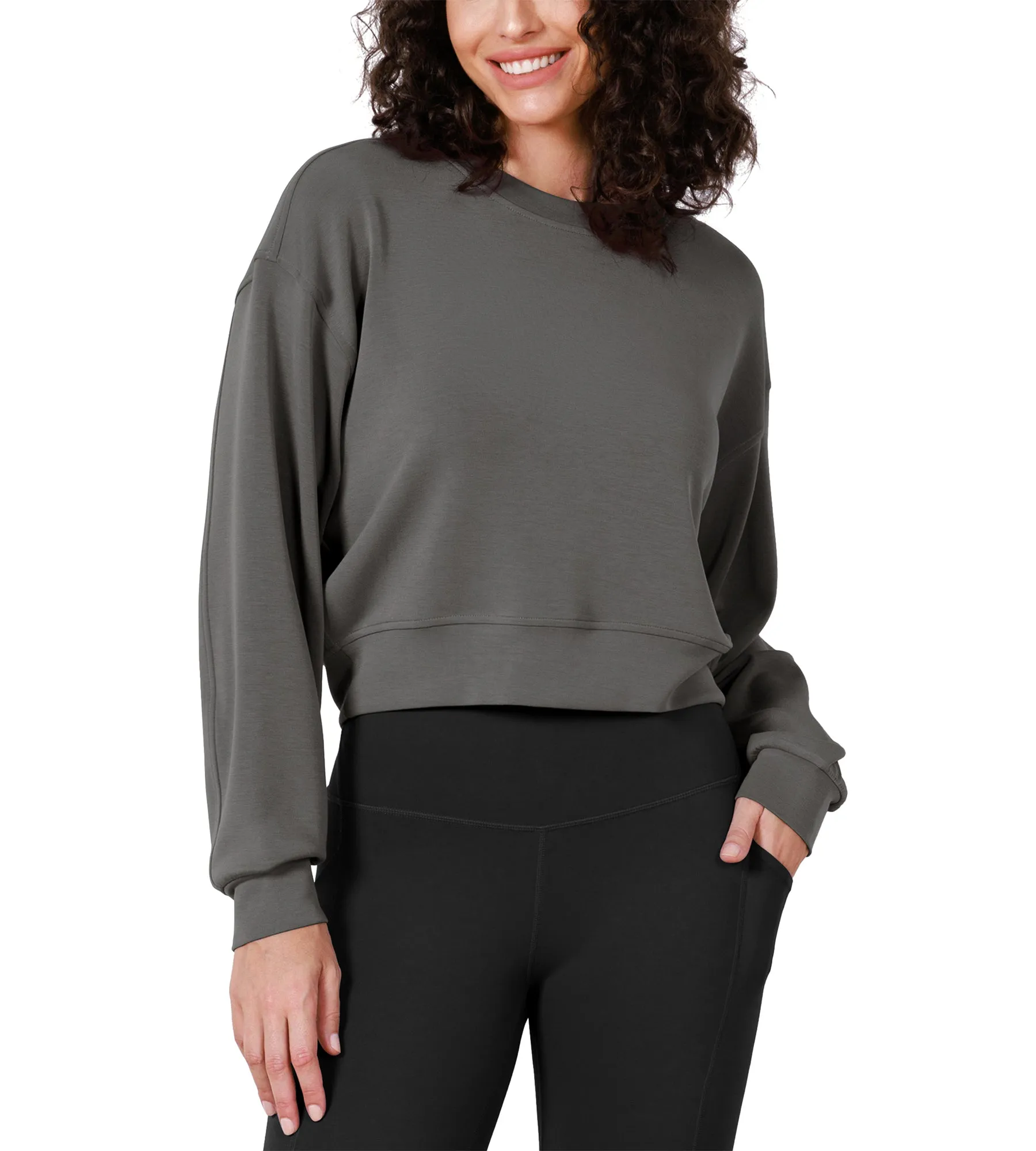 Modal Soft Long Sleeve Cropped Sweatshirts
