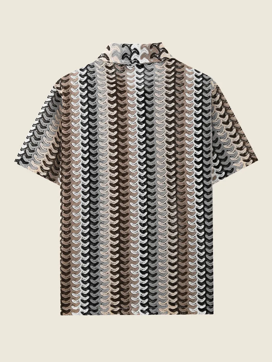 Multicolor Wave Crochet Knit Shirt