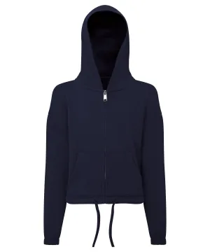 Navy - Kids TriDri¨ recycled cropped oversize full-zip hoodie
