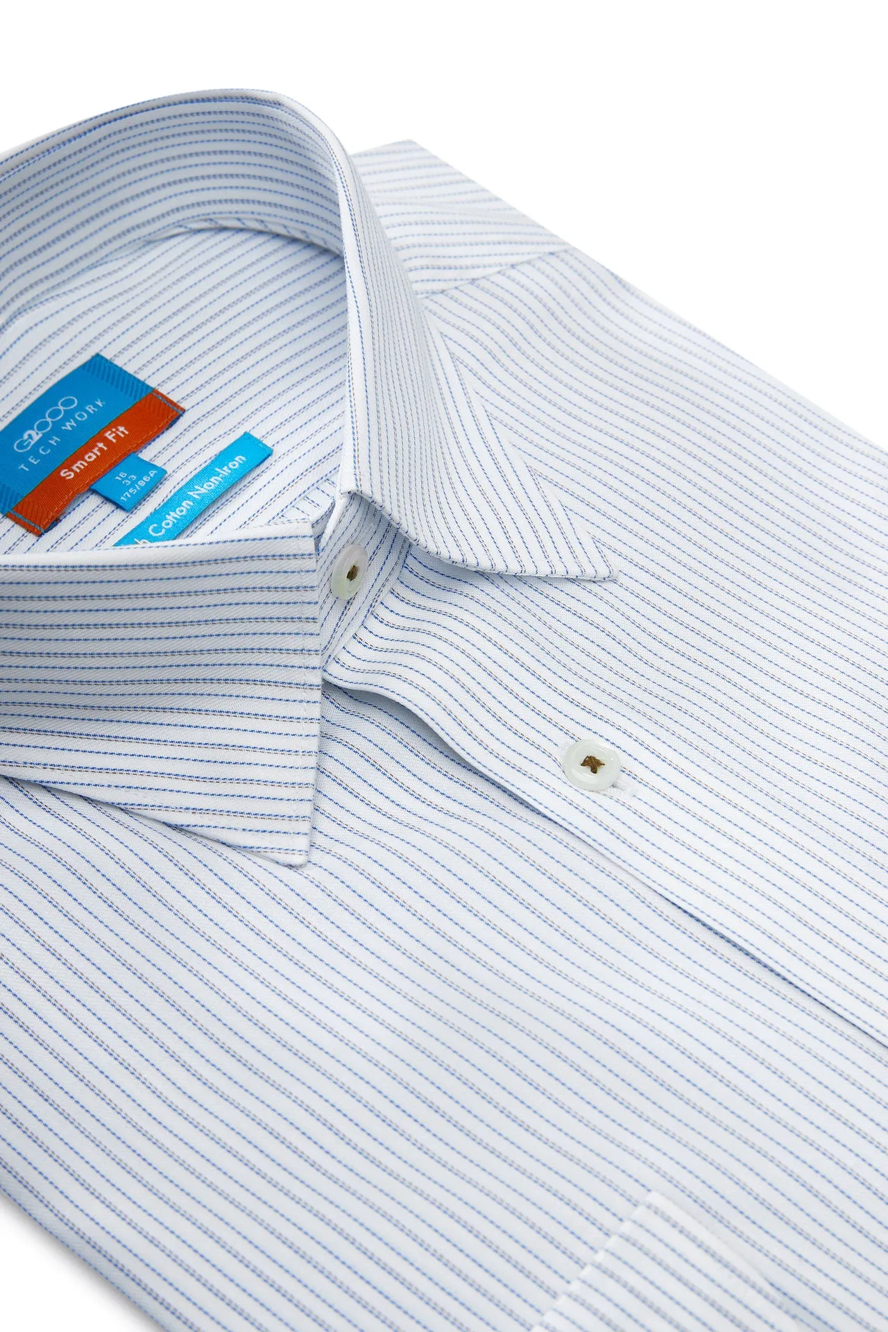 Non-Iron Cotton Stretch Stripe Shirt in Smart Fit Classic Collar
