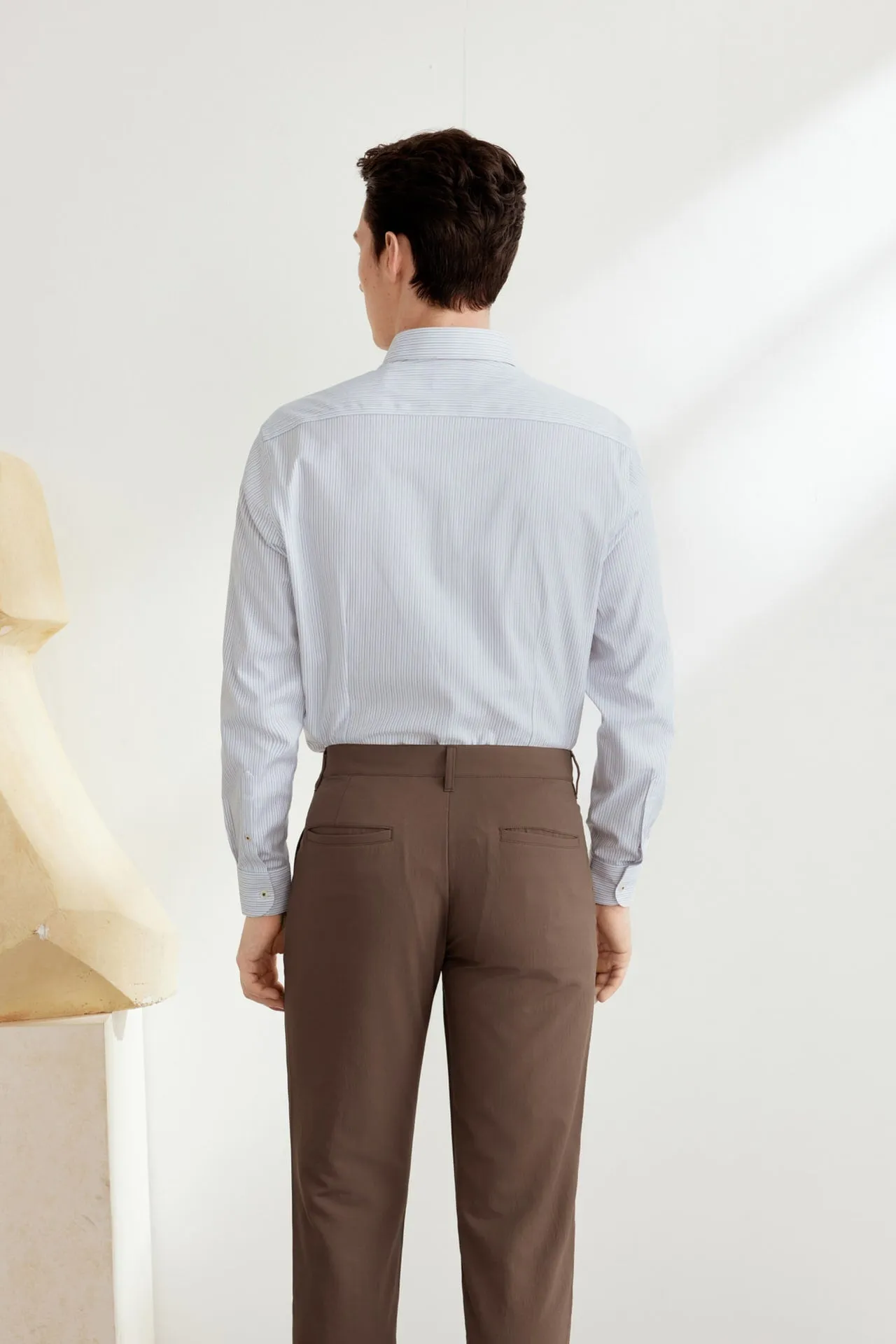 Non-Iron Cotton Stretch Stripe Shirt in Smart Fit Classic Collar