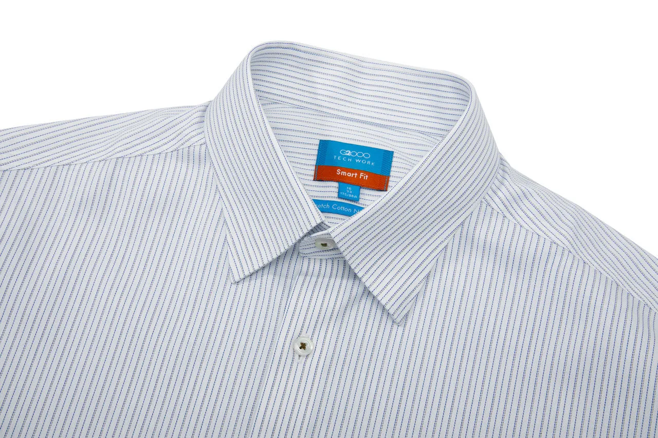 Non-Iron Cotton Stretch Stripe Shirt in Smart Fit Classic Collar