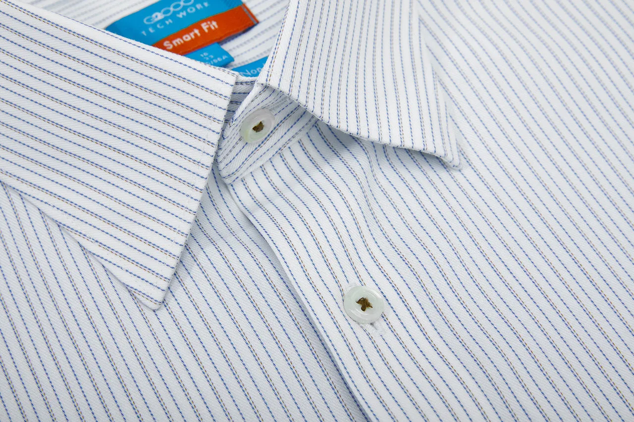 Non-Iron Cotton Stretch Stripe Shirt in Smart Fit Classic Collar