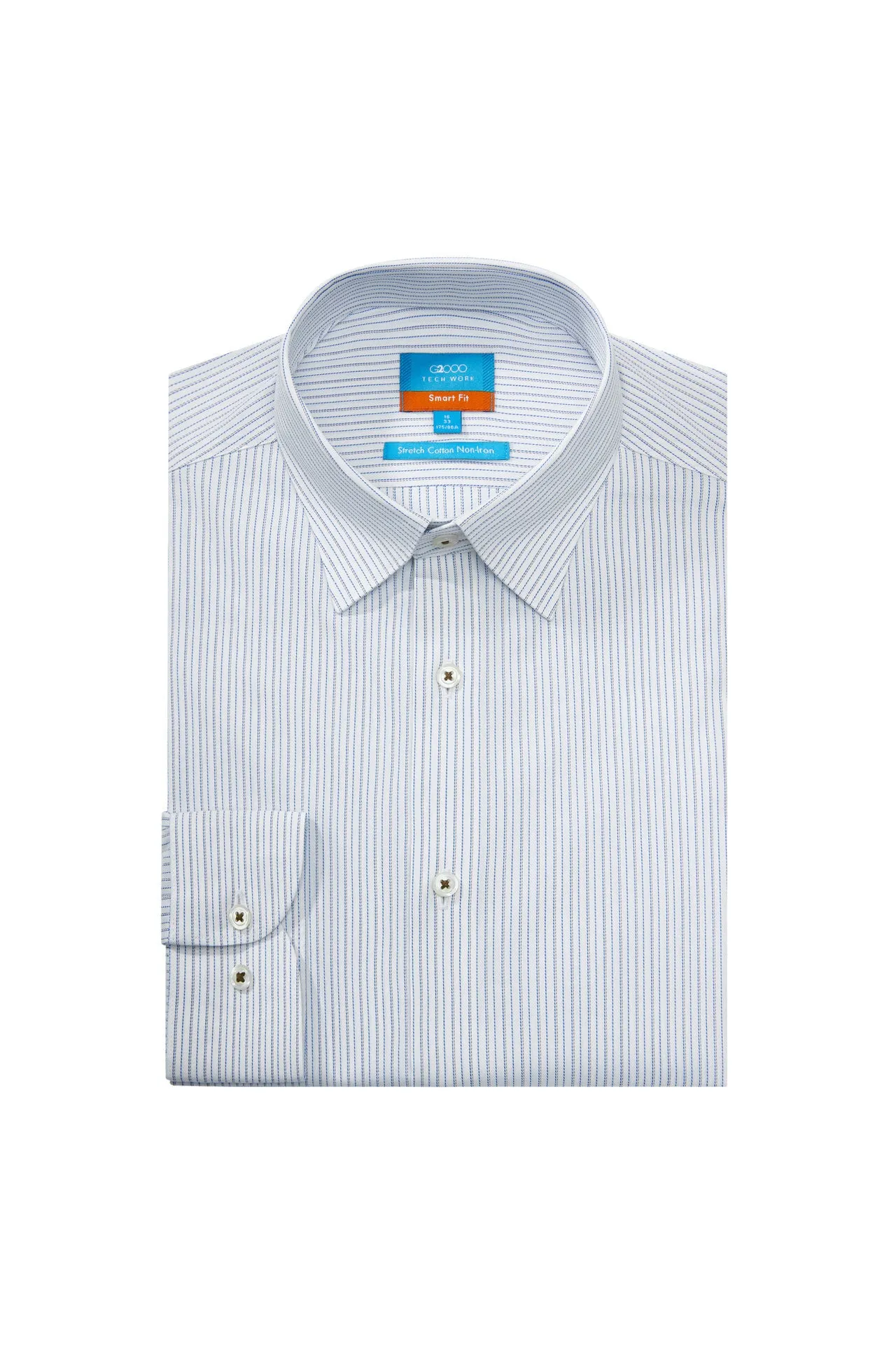 Non-Iron Cotton Stretch Stripe Shirt in Smart Fit Classic Collar