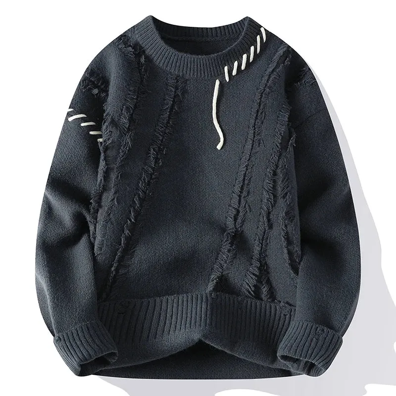 O-Neck Wool Knit Pullover Cardigan