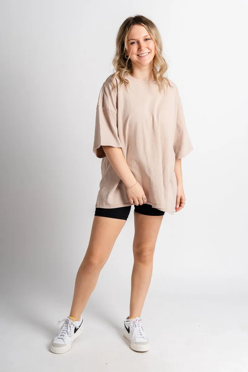 Oversized mineral tee dark taupe