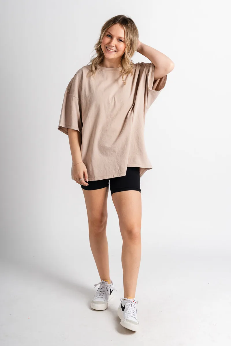 Oversized mineral tee dark taupe