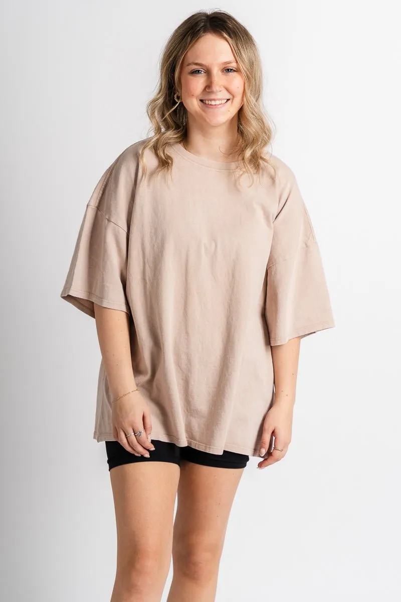 Oversized mineral tee dark taupe