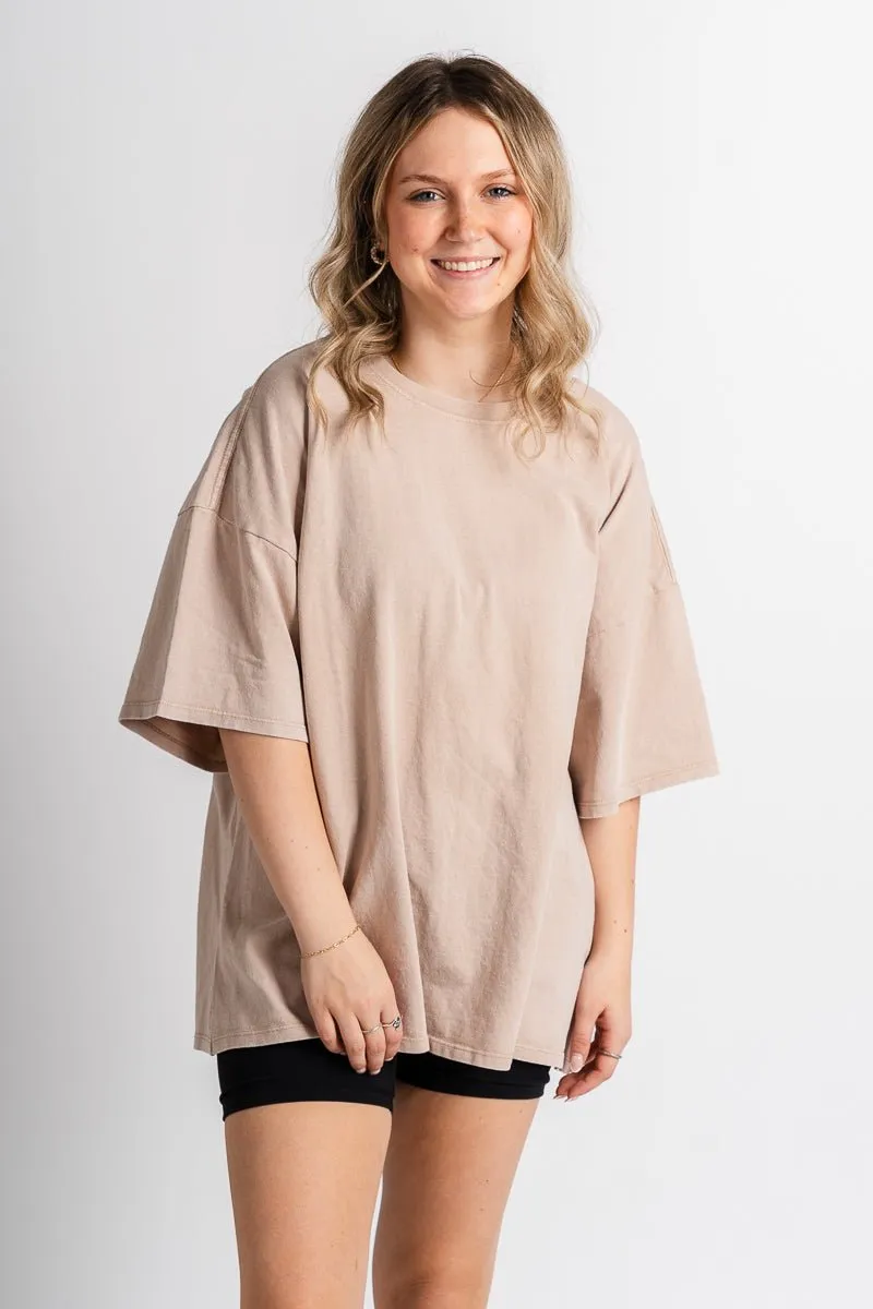 Oversized mineral tee dark taupe