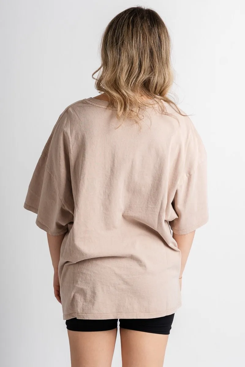 Oversized mineral tee dark taupe