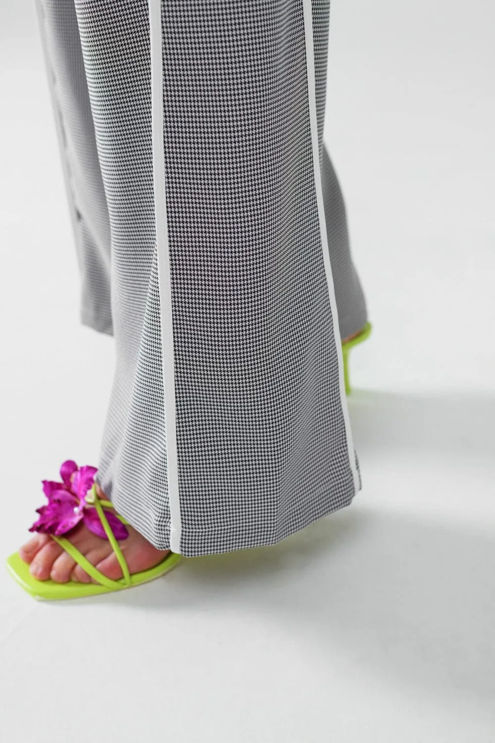 Palazzo Black And White Gingham Pants With Drawstring