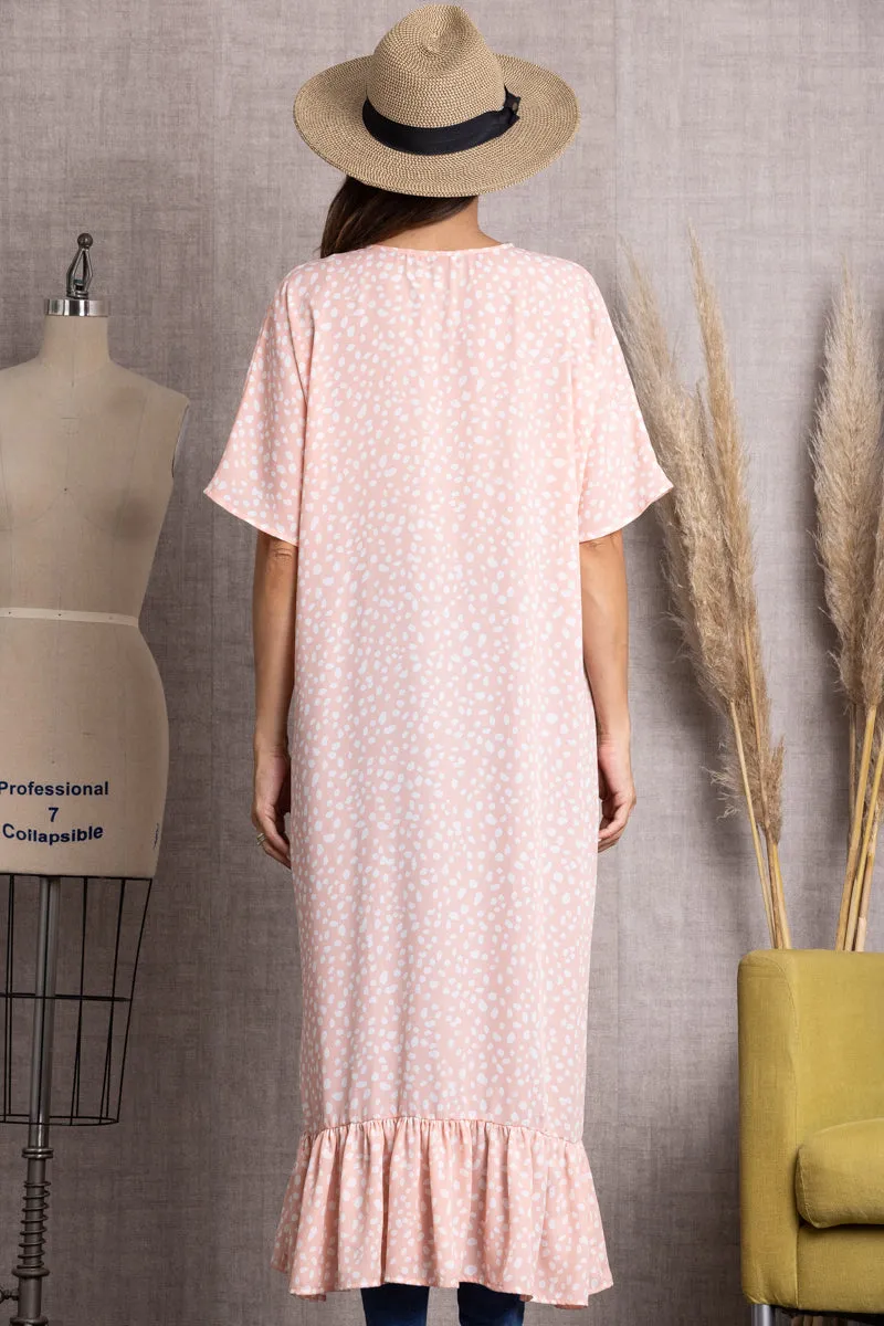 PEACH POLKA DOTS LONG CARDIGAN-SC12098