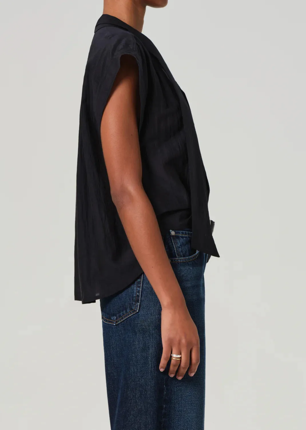 Penny Blouse with Tie Neck in Black