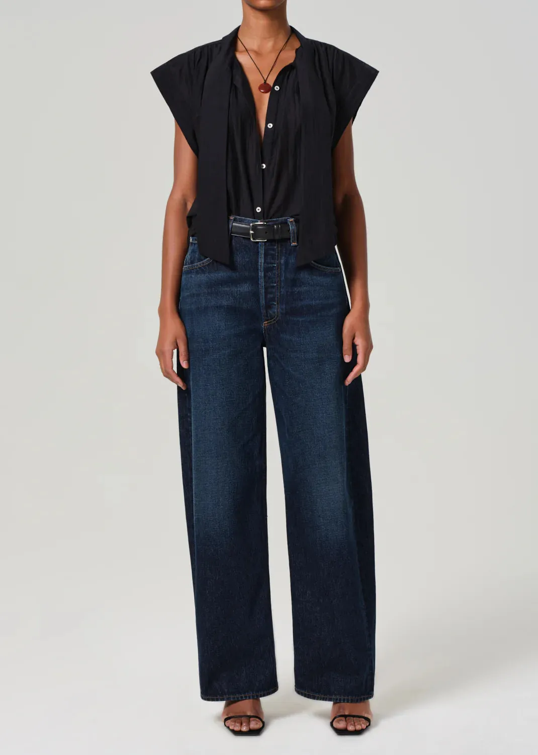 Penny Blouse with Tie Neck in Black