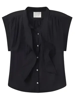 Penny Blouse with Tie Neck in Black