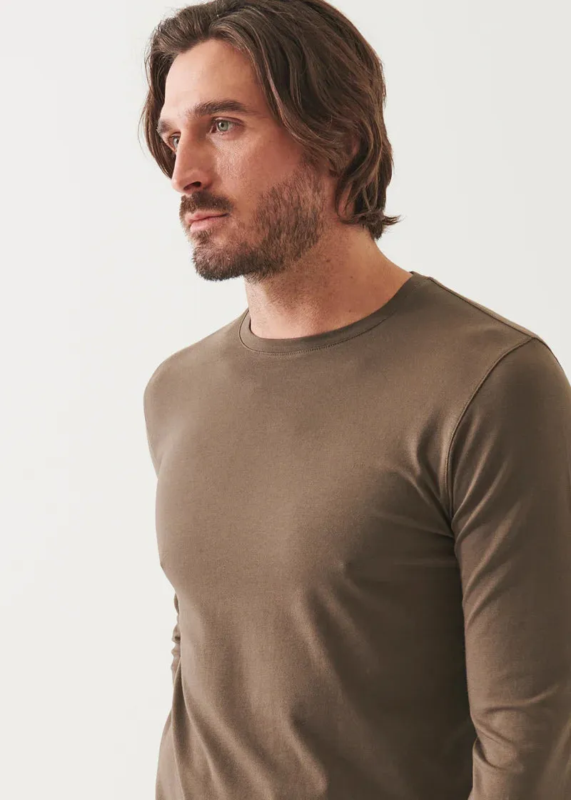 Pima cotton stretch long sleeve t-shirt - CHESTNUT