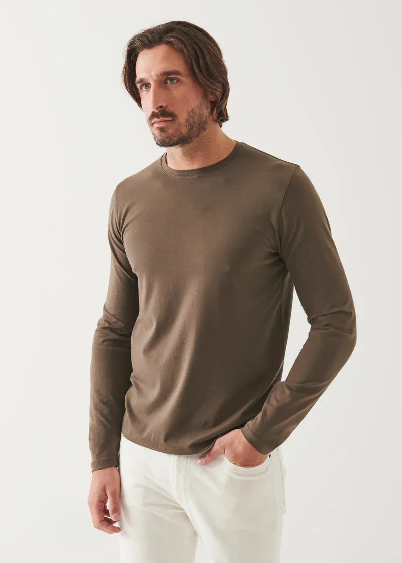 Pima cotton stretch long sleeve t-shirt - CHESTNUT