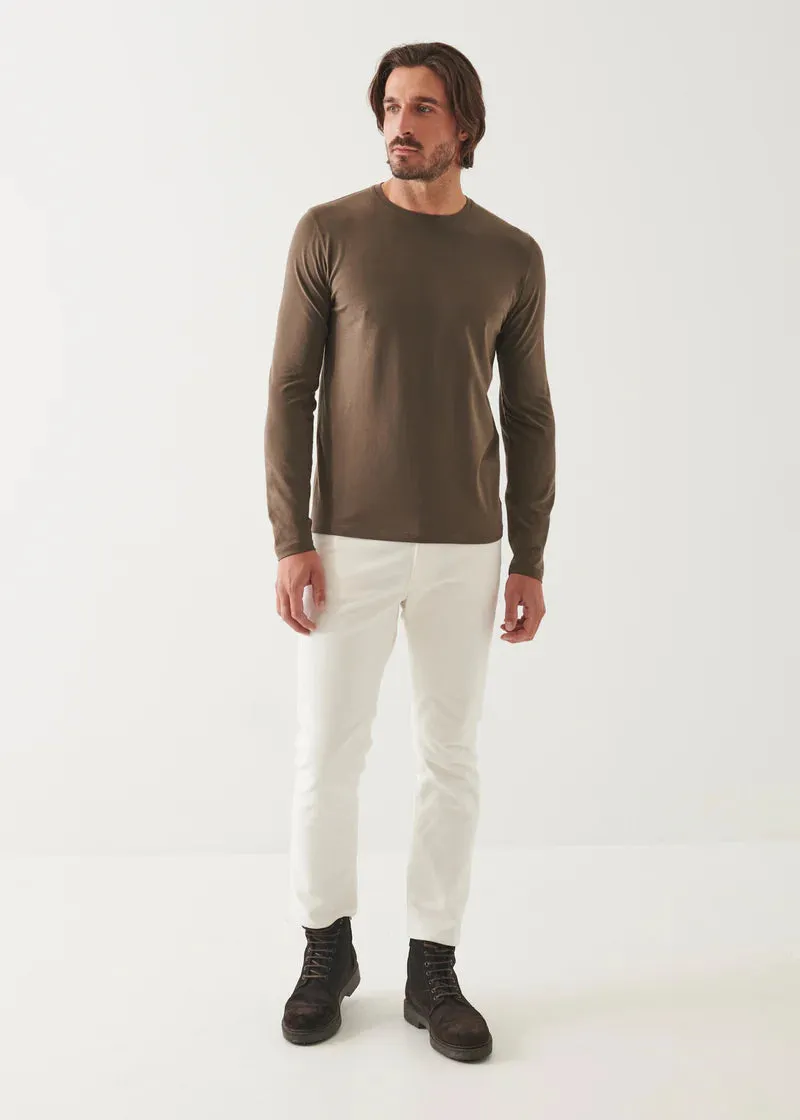 Pima cotton stretch long sleeve t-shirt - CHESTNUT