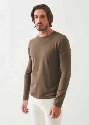 Pima cotton stretch long sleeve t-shirt - CHESTNUT