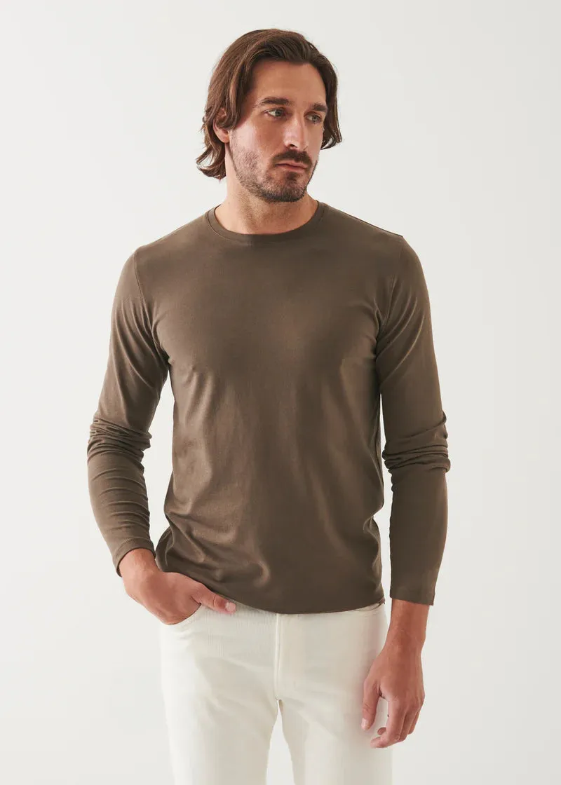 Pima cotton stretch long sleeve t-shirt - CHESTNUT