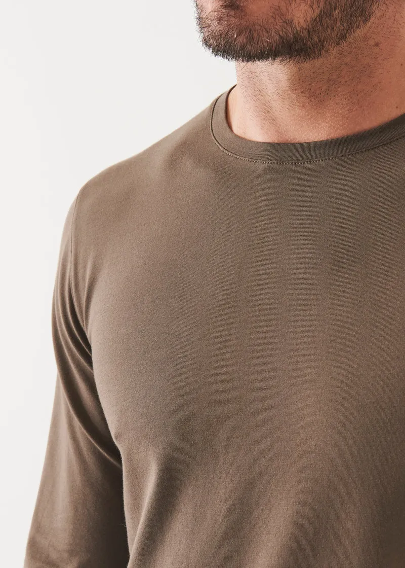 Pima cotton stretch long sleeve t-shirt - CHESTNUT