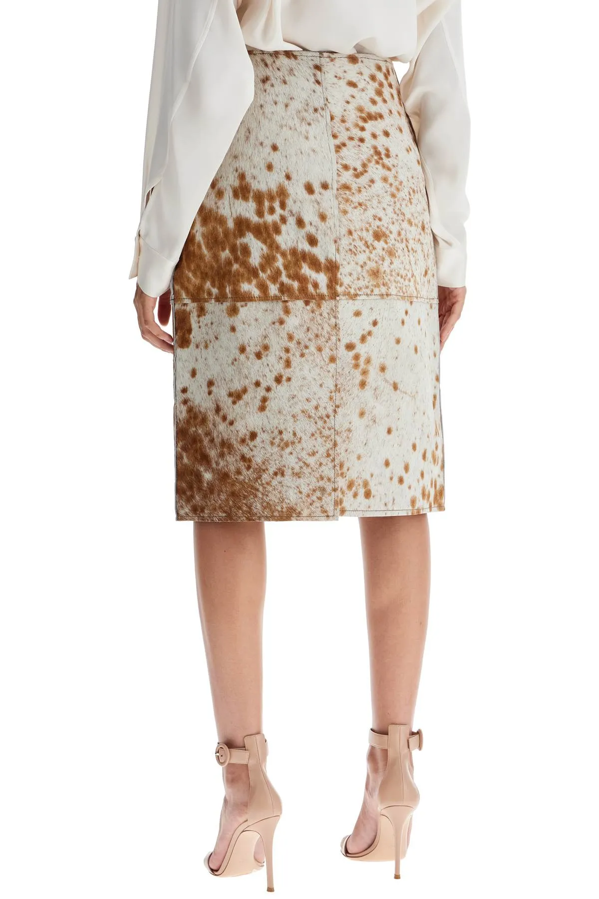 "leopard print midi skirt 16028 LIGHT BROWNE WHITE COW
