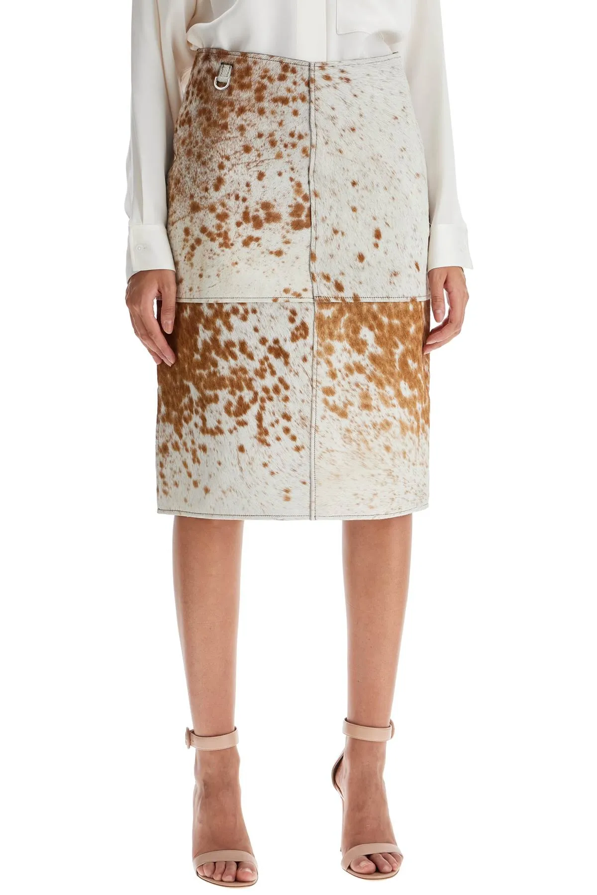 "leopard print midi skirt 16028 LIGHT BROWNE WHITE COW